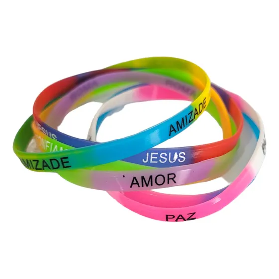 Kit 18 Pulseiras Silicone Colorida Frases Motivacionais
