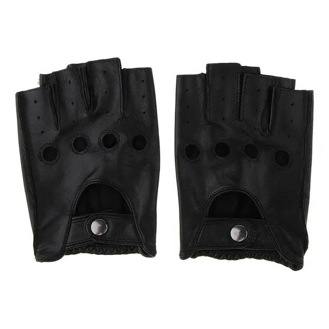 Guantes Cortos De Piel Sintética Para Hombre, Medio Dedo,
