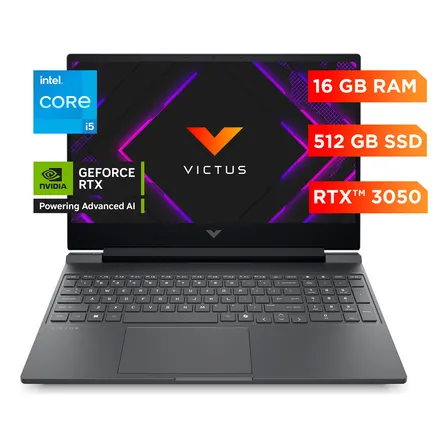 Notebook Gamer HP Victus 15-FA2014LA Intel Core i5 16GB NVIDIA GeForce RTX 3050 512GB SSD 15.6""
