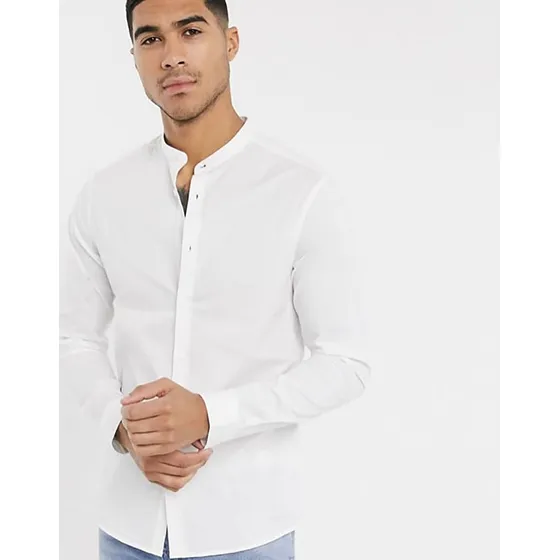 Camisa Cuello Mao Slim Fit Algodon #1109 De Caballero