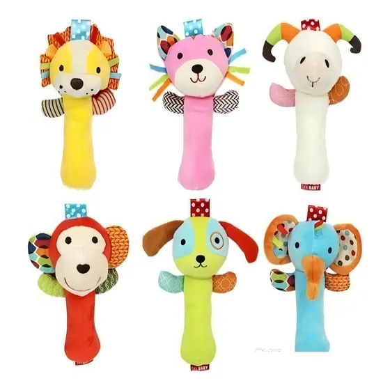 Sonajero Peluche Para Estimulación Temprana Bebé Color Rosado- Gato