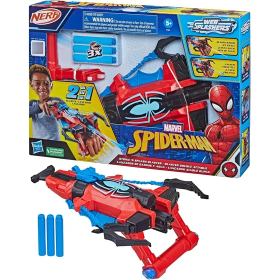 Lanzador Nerf 2 En 1 Spiderman Agua Y Dardos