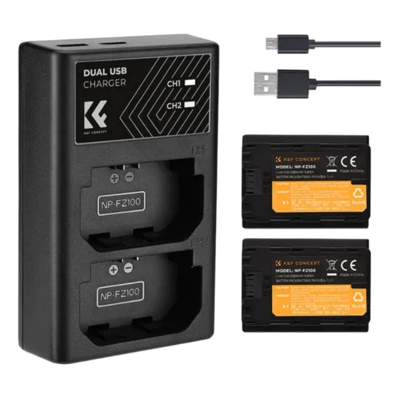 Cargador Doble Usb +bater K&f Concept Np-fz100 Para Sony 