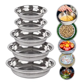 Conjunto Jogo 5 Tigelas Bacia Bowls Multiuso Em Inox Cozinha Conjunto Jogo 5 Tigelas Bacia Bowls Multiuso Em Inox Cozinha