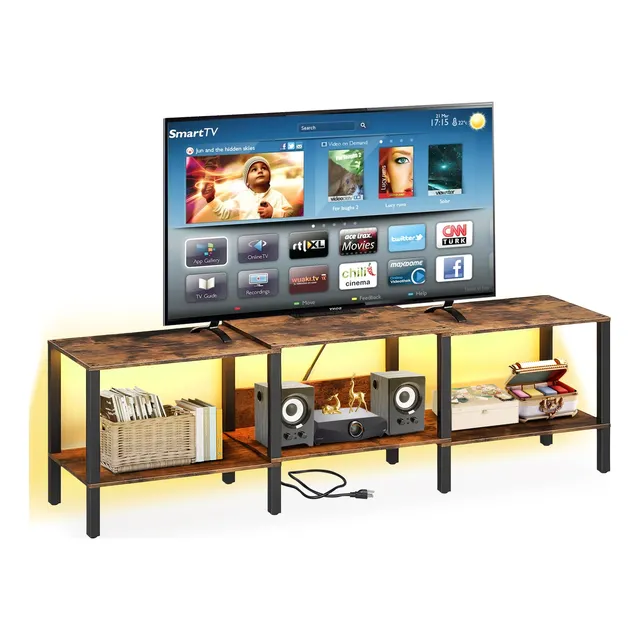 120 Cm Mueble Mesa Para Tv Con Enchufe Eléctrico Y Rgb Led
