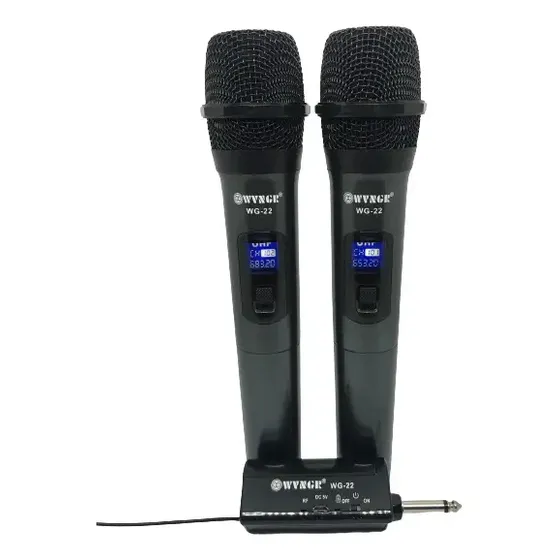 Micrófono Wvngr Wg-22 Inalámbrico Doble Profesional Karaoke Color Plomo | Cuotas sin interés