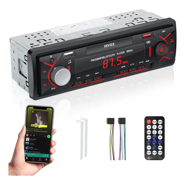 Hivoz Estéreo Auto Estereo Coche Reproductor Mp3 Radio Con Bt Aux Usb Sd