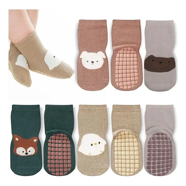 Pack 6 Pares De Medias Largas Antideslizantes Algodon Bebes