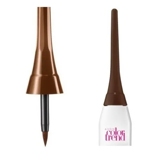 Delineador Líquido Para Ojos Tono Cafe Color Trend De Avon. Color Marrón mate Efecto Mate