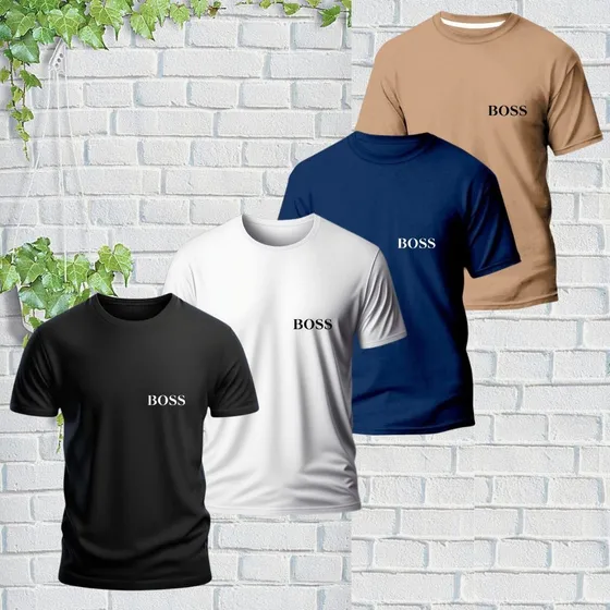 Kit 4 Camisas Malha Premium Camiseta Chefe Masculina Algodão