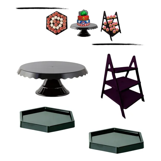 Kit Decoração De Festa Escadinha P/ Doces Boleira E Bandeja