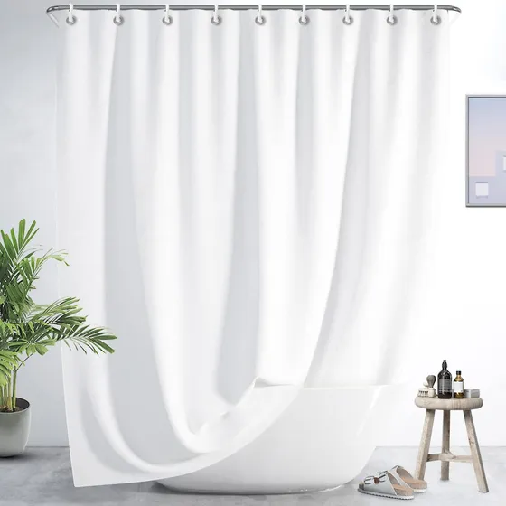 Fereyis Cortina Ducha Larga Color Blanco Puro Baño Estilo X