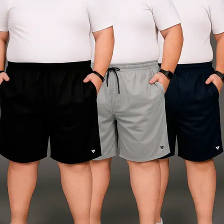 Kit 3 Shorts Masculino Plus Size Bermuda Academia Praia