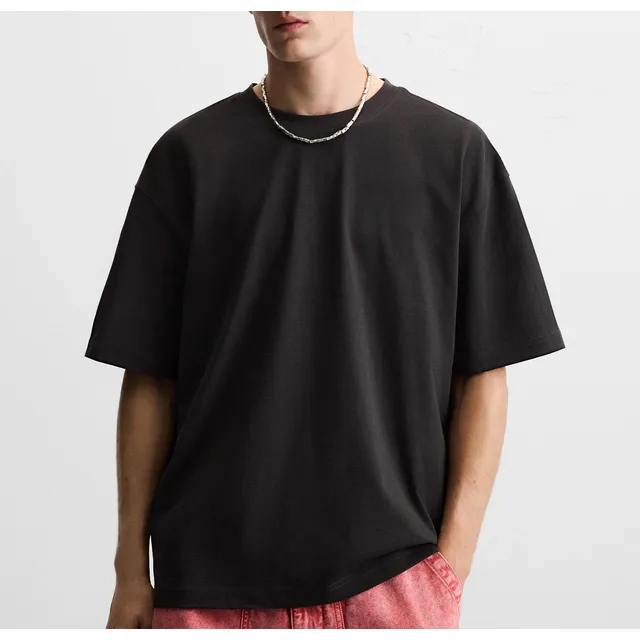 Camiseta Básica Oversize Hombre Premium Negra 220 Gr Bogota