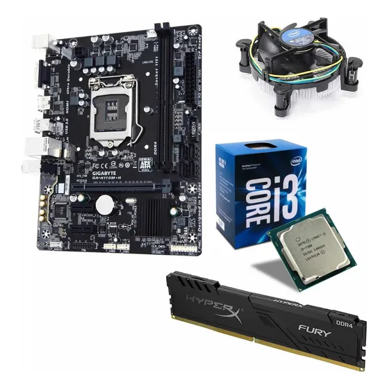Kit Upgrade I3-7100 3.9 + Placa Mãe H110m C/memória 8gb Ddr4 Cor Preto