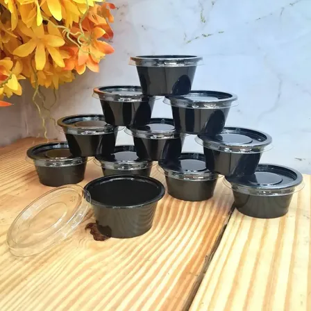 700 Pote De Molho 30ml F695 Preto C/ Tampa Cristal Fibraform Preta