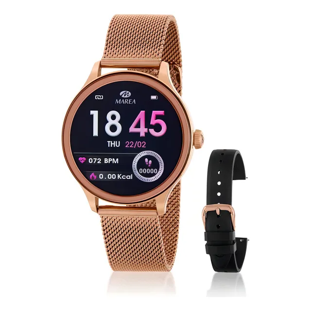 Reloj Inteligente Marea Smart Watch B58012 2 Mallas Caja Dorado Malla Dorado Bisel Dorado Oscuro Diseño De La Malla Mesh
