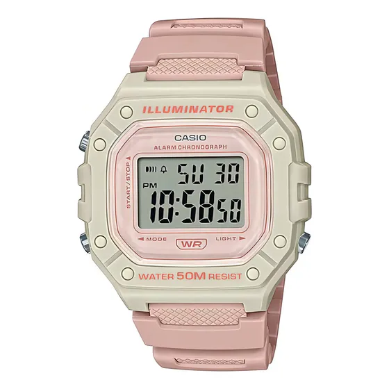 Reloj Mujer Casio W-218hc-4a2v Rosado Iluminator Color De La Correa Palo Rosa Color Del Bisel Blanco Color Del Fondo Rosa Claro