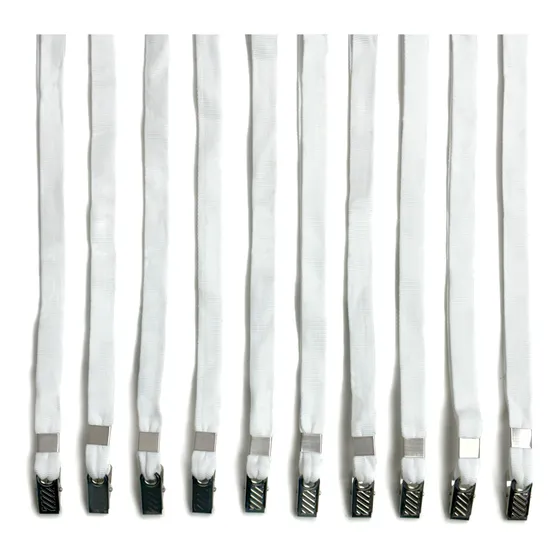  Cordões Para Crachá Com Jacaré - Branco - 100 Peças