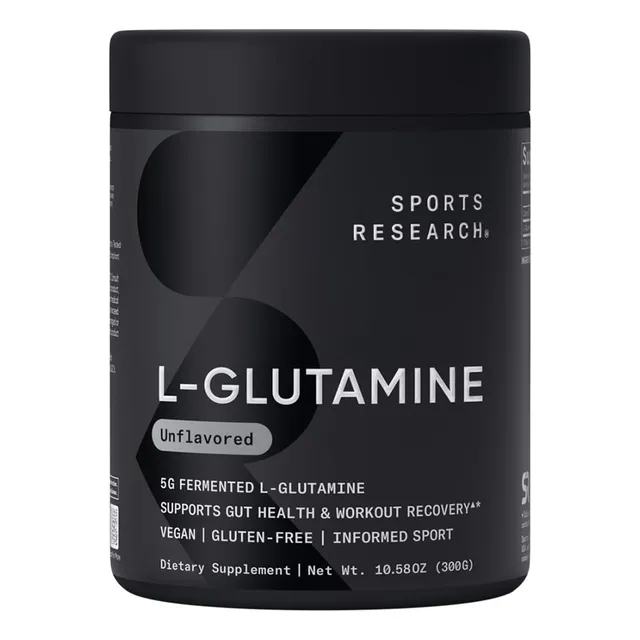 L-glutamina 5g En Polvo Sports Research 300 Gr Sin Sabor