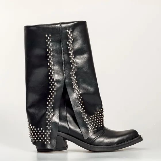 Botas Mujer Eco Cuero Caña Media En Tendencia
