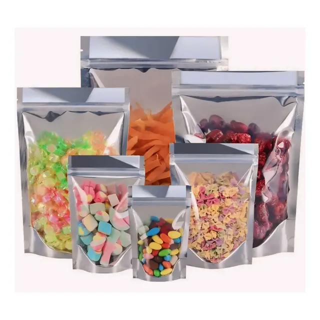 50 Bolsas Metalizada Con Base 12x20+4cm Zipper Resellable