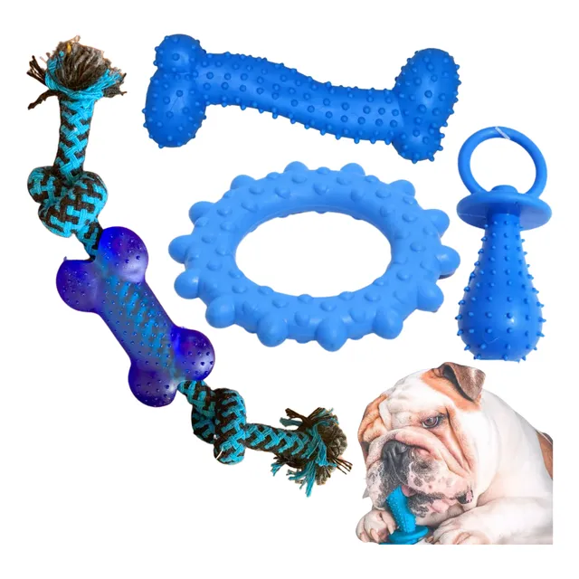 Kit Brinquedos Para Cachorro Mordedor Pet Osso Corda Premium