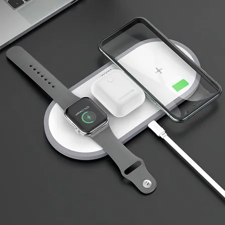 Cargador Inalámbrico 3 En 1 HOCO CW24 Compatible con iPhone, AirPods Y Applewatch