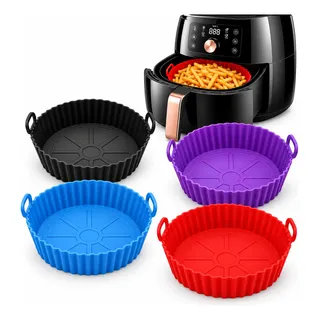 Kit 4 Formas De Silicone Air Fryer Reutilizável Antiaderente