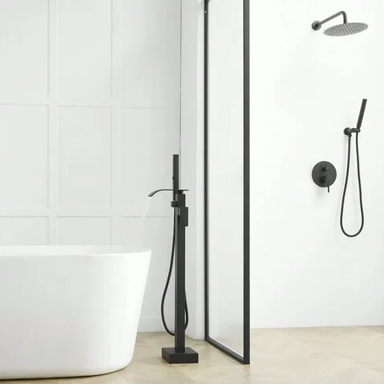 Csl Griferia  Jacuzzi Bañera Negro Mate Con Telefonera