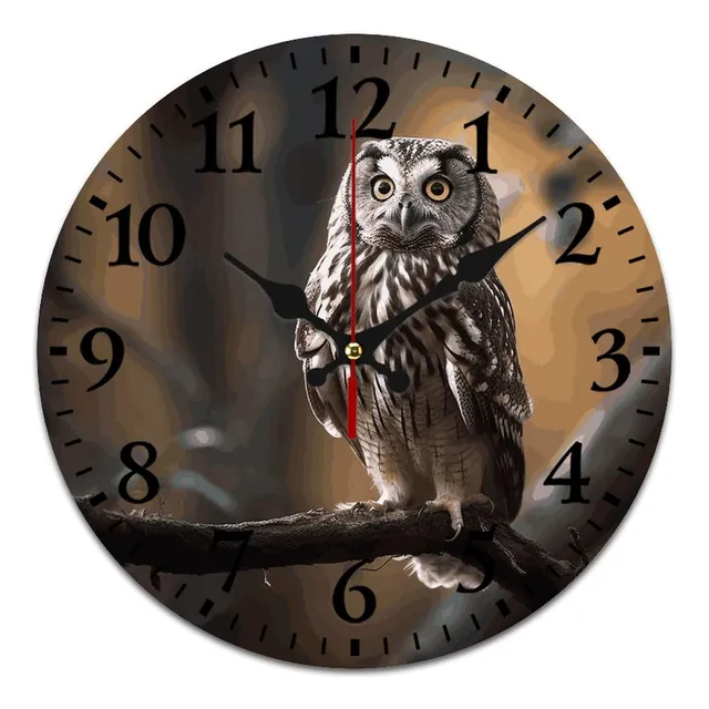 Reloj Pared Silencioso 10  Analogico Tictac Buho Pie Arbol