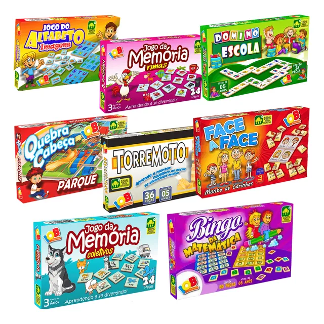 Kit 8 Jogos Educativos Dominó Quebra=cabeça Jogo Da Memória