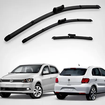 Limpador Parabrisa Kit 3 Borracha Chuva Gol G6 2013 A 2016 Preto