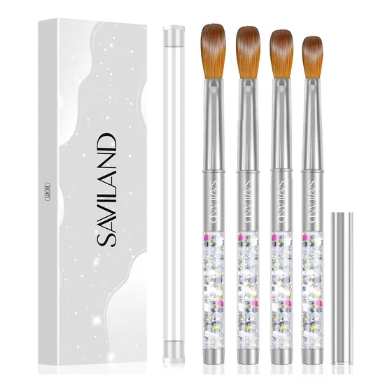 Saviland, 4 Pinceles Acrílico Para Uñas, 6,10,12,14 Y 3d