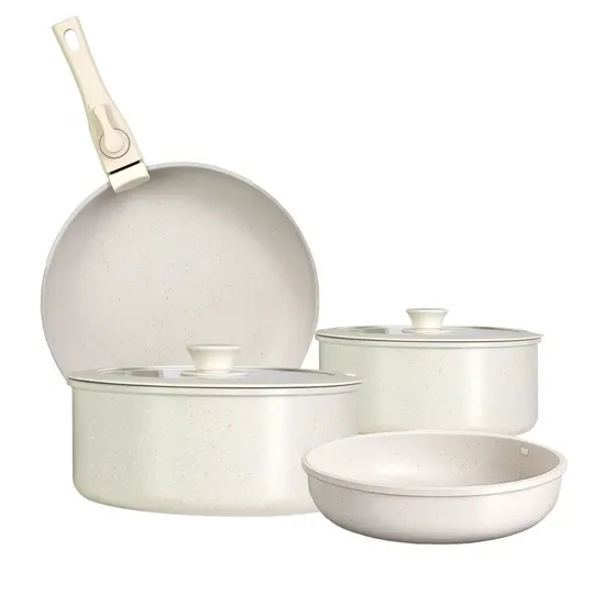 Juego De Bateria Con Mango Desmontable Baum Sartenes Ollas - Color Blanco | Cuotas sin interés