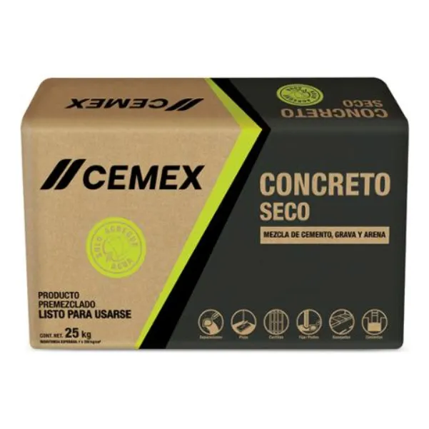 Concreto Seco Premezclado Cemex 25 Kg Listo Para Usar