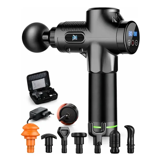 Pistola de Massagem Titan Force 3DX Portátil para Alívio da Dor Muscular com 8 Ponteiras e 30 Veloci