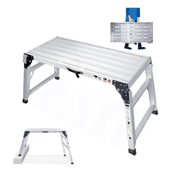 Escalera De Plataforma De Trabajo Ajustable Que Incluye Asa,