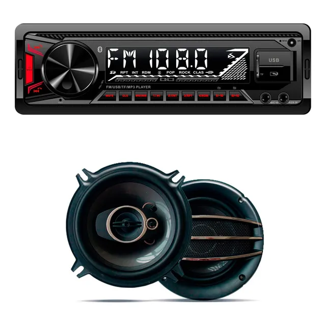 Combo Radio 1 Din Usb Bluetooh Frente + Parlantes 4 Pulgadas