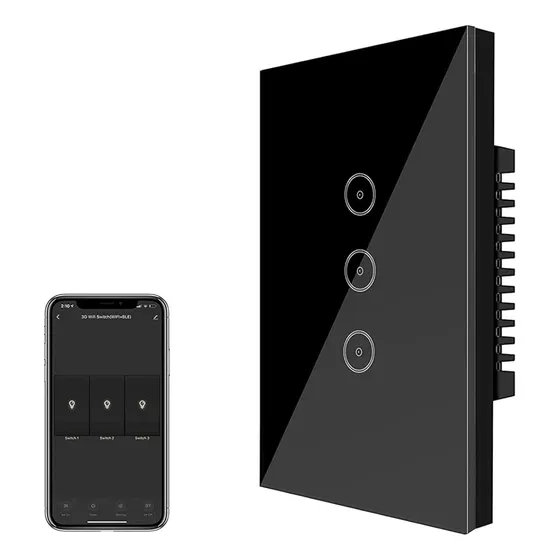 Triple Wifi Inteligente Alexa Google Home Wifi Color Negro