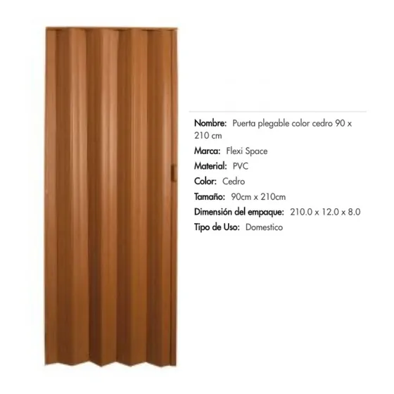 Puerta Plegable Color Cedro 90 X 210 Cm
