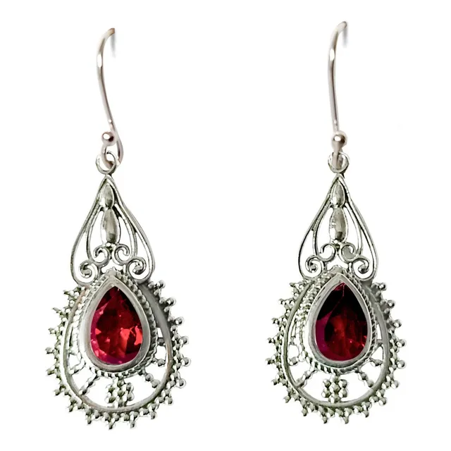 Aros Dharma  Granate Plata Fina 925