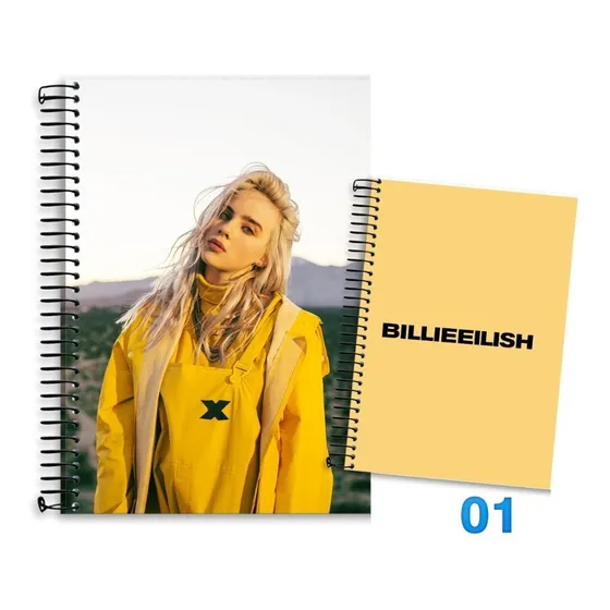 Caderno Billie Eilish 10 Matérias Modelo 2021 Universitário