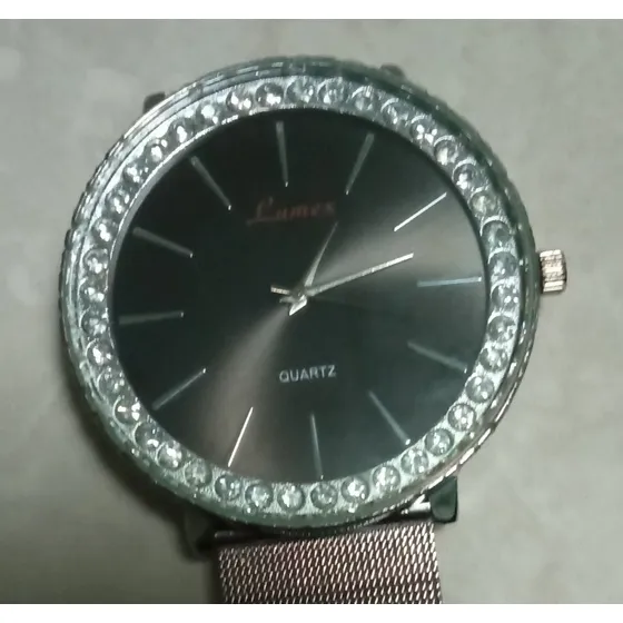 Reloj Lumex Quartz Dama Caja Y Extensible Acero Pedrería. 
