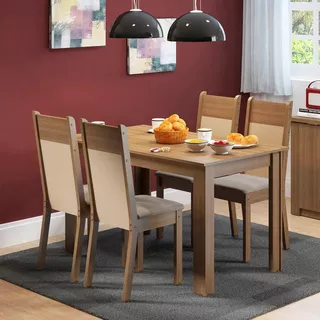 Conjunto Sala De Jantar Havana Madesa Mesa Com 4 Cadeiras Cor Rustic/crema/pérola 044685zxpe Conjunto Sala De Jantar Havana Madesa Mesa Com 4 Cadeiras Cor Rustic/crema/pérola 044685zxpe