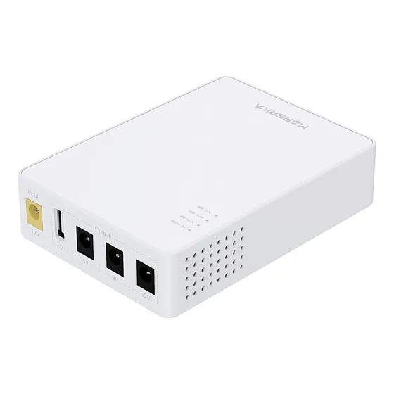 Mini Nobreak Smart Mini DC UPS Marsriva KP3 Potência Saída 18W Powerbank com 10.000mah Para Queda de Energia Ideal Para Modem Roteador Ont Câmera IP Cor Branco