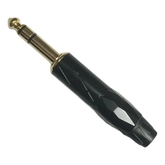 Conector Plug 1/4 Stereo Metalico Negro