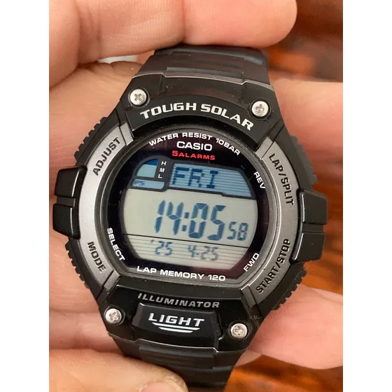 Casio Ws-220-1av Tough Solar Sports Gear Lap Memory Negro Plateado Gris