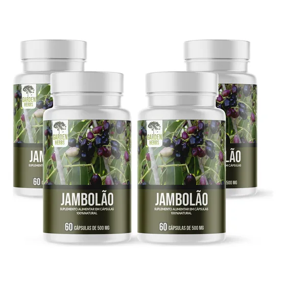Jambolão- Jamelão- Azeitona Roxa Cápsulas 500mg Kit 4 Potes