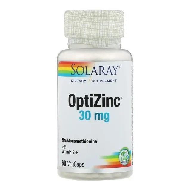 Opti Zinc 30 mg importado con vitamina B6 Solaray 60 cápsulas